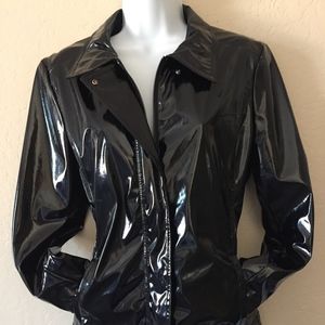 Sport Haley Faux Patent Leather Jacket Solid Black